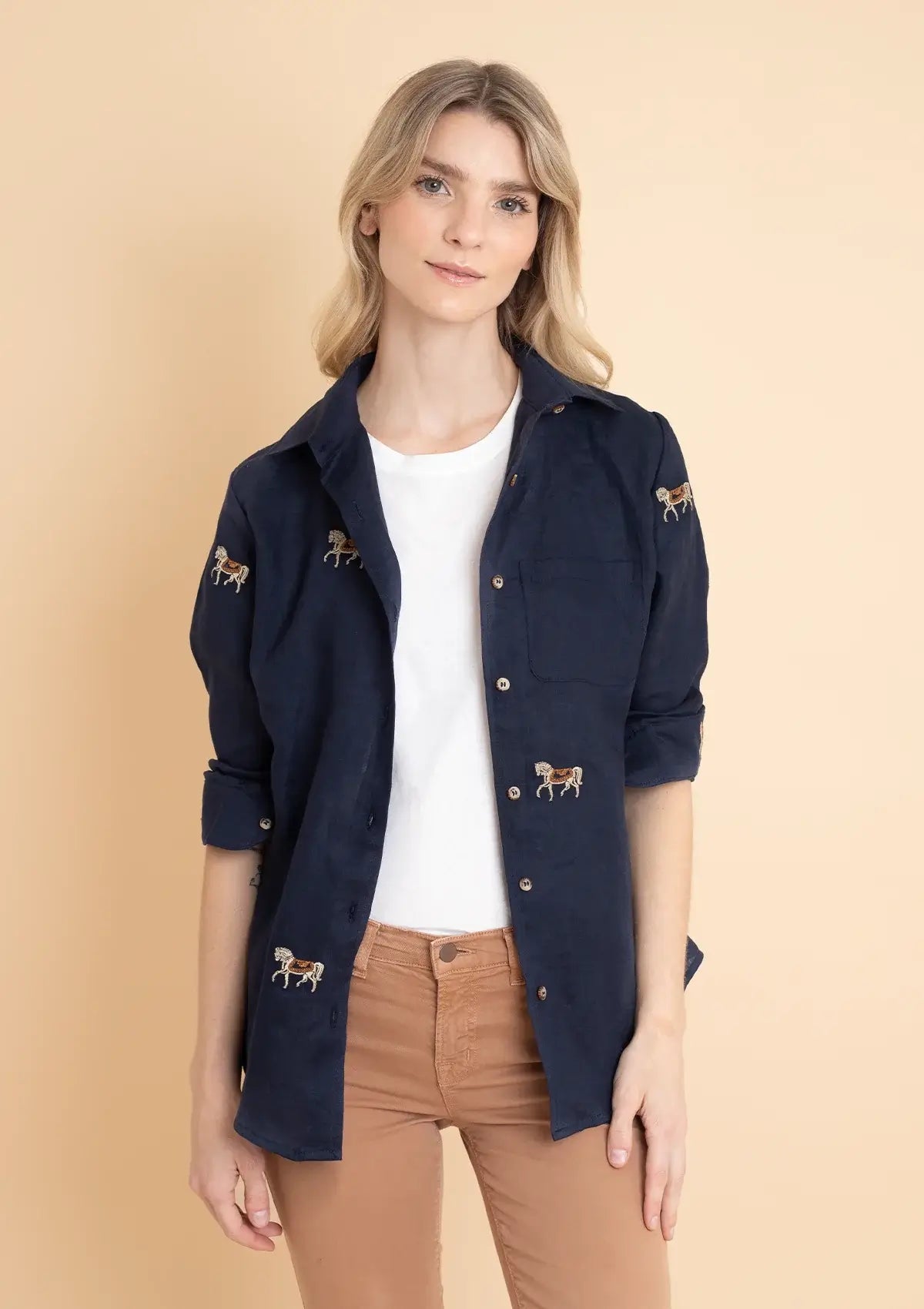 Sundown Linen Shirt | Long Sleeve | Embroidered - RönnerBlousesXS