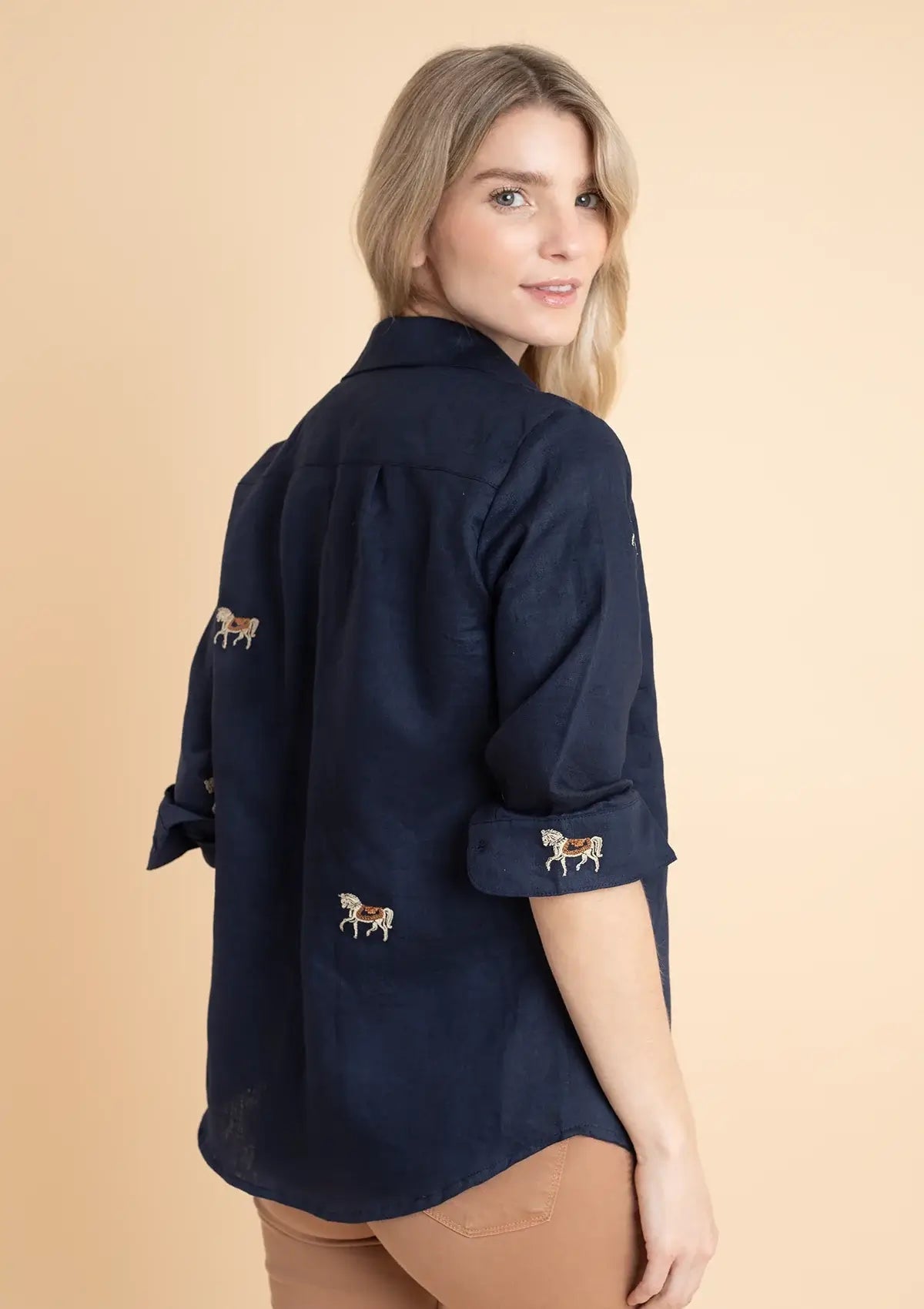 Sundown Linen Shirt | Long Sleeve | Embroidered - RönnerBlousesXS