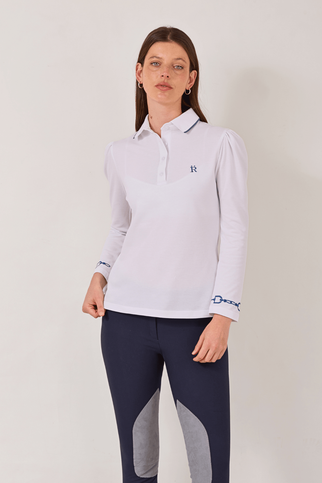 The Equestrian Polo-Shirt | Long Sleeve - RönnerPolo ShirtWhite and Blue