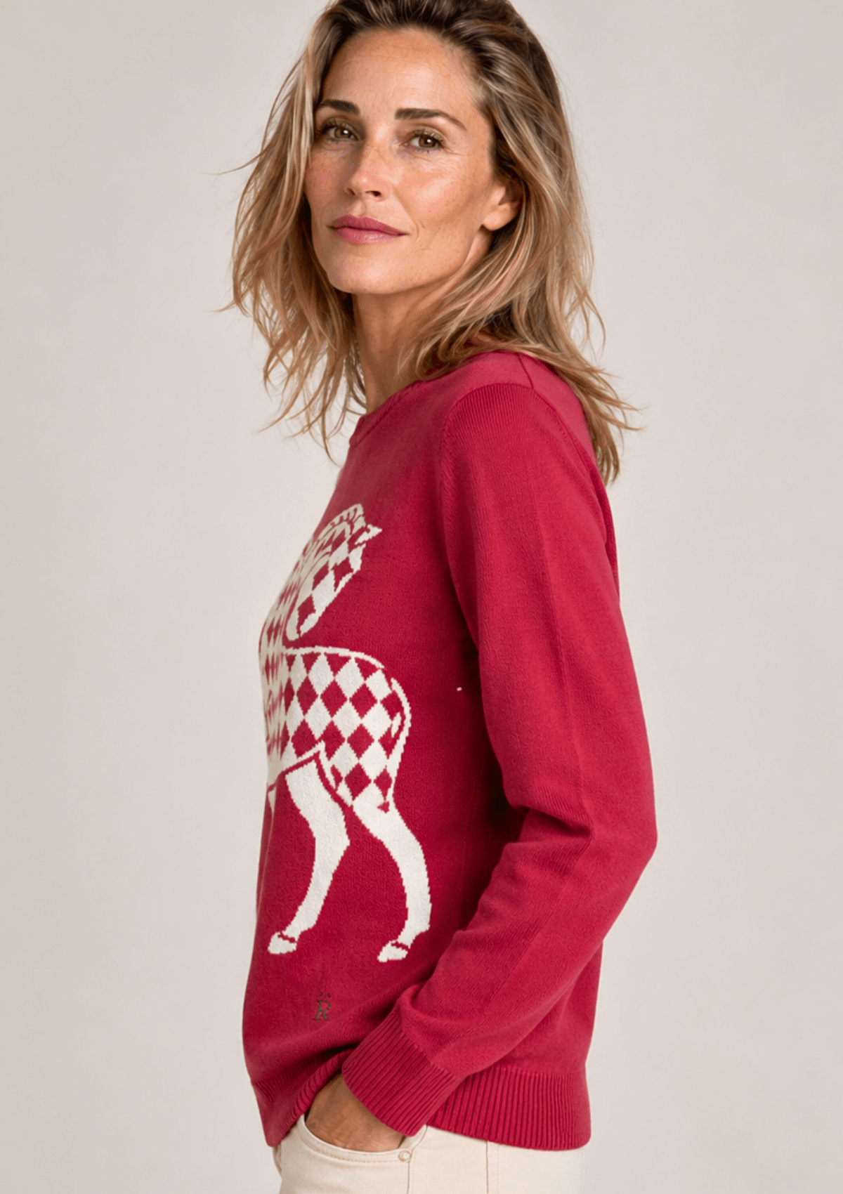 The Harlequin Horses Sweater | Cherry - RönnerXS