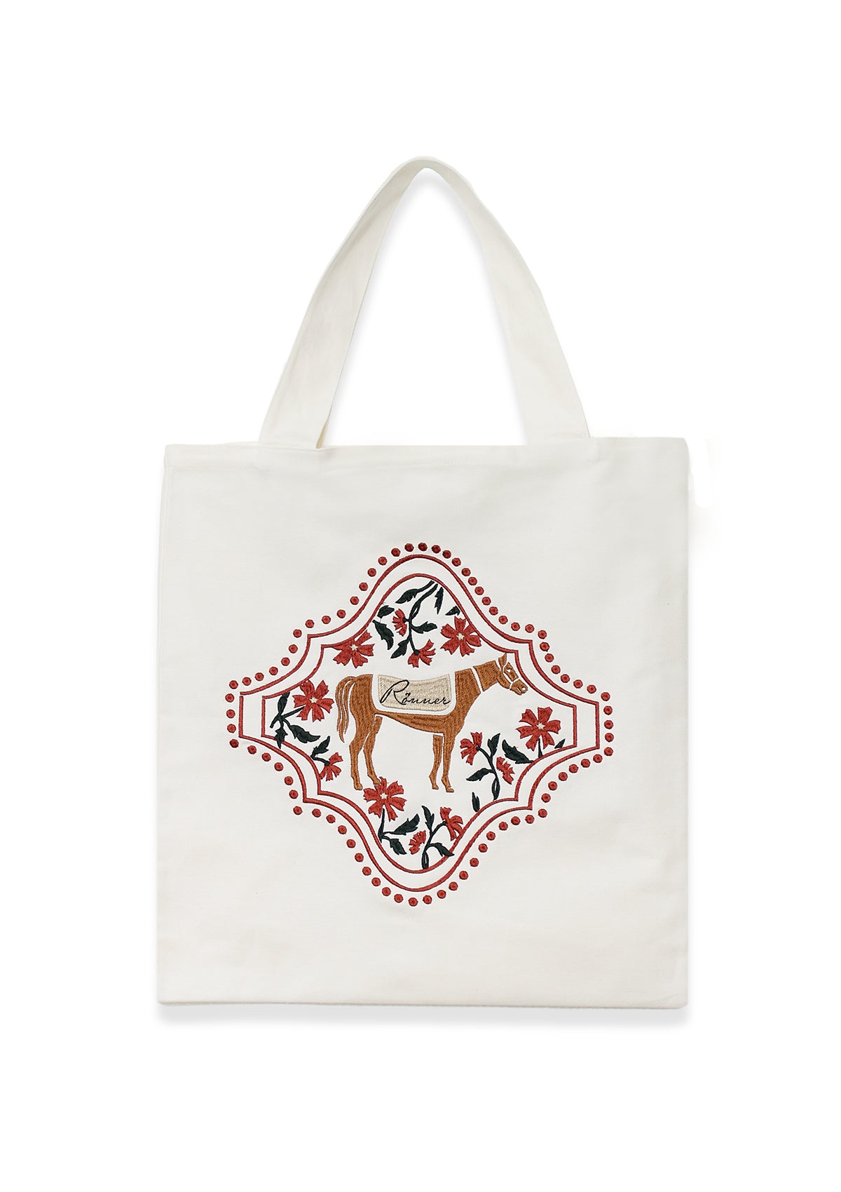 Floral Horses Cotton Tote