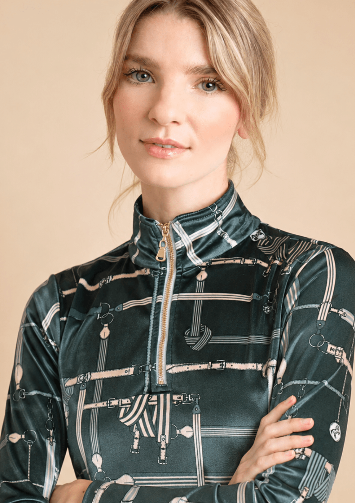 Velour Quarter Zip | Long Sleeve | Jubilea Print | Green - RönnerShirtXS