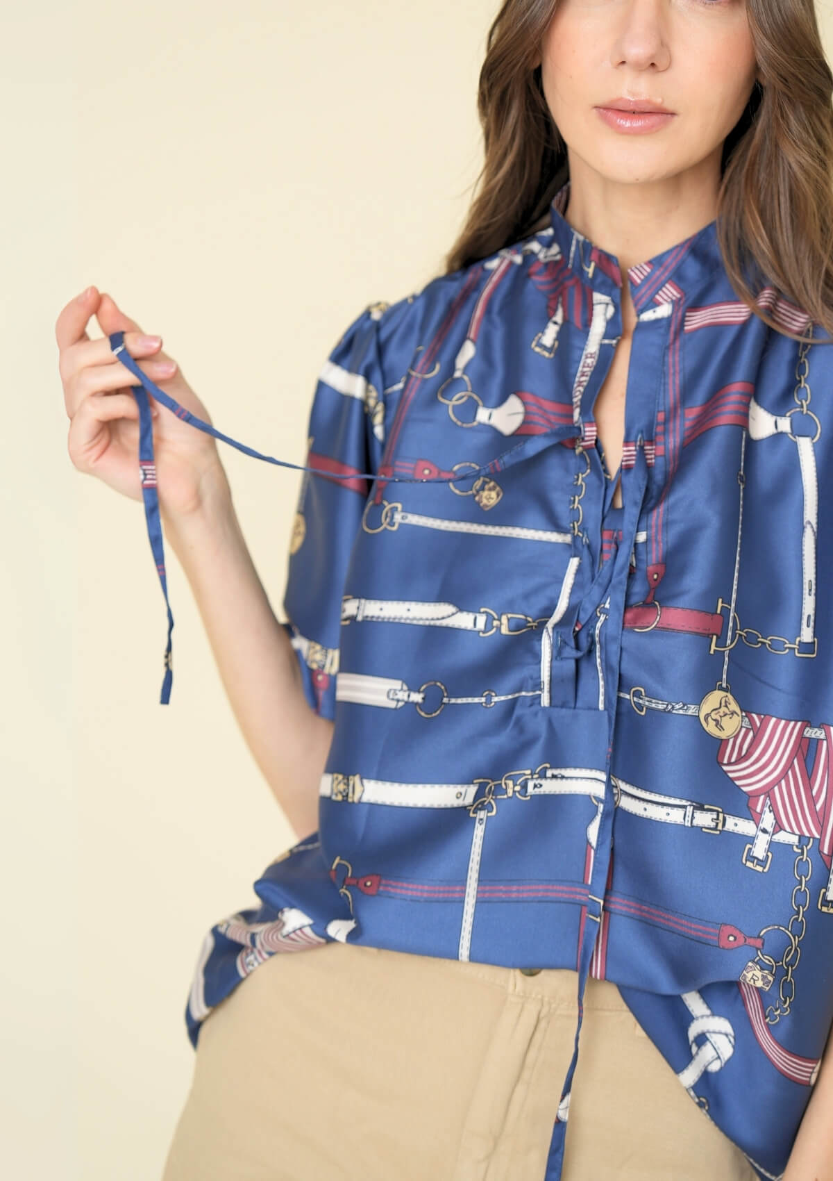 Viena Blouse | Jubilea Print | Navy