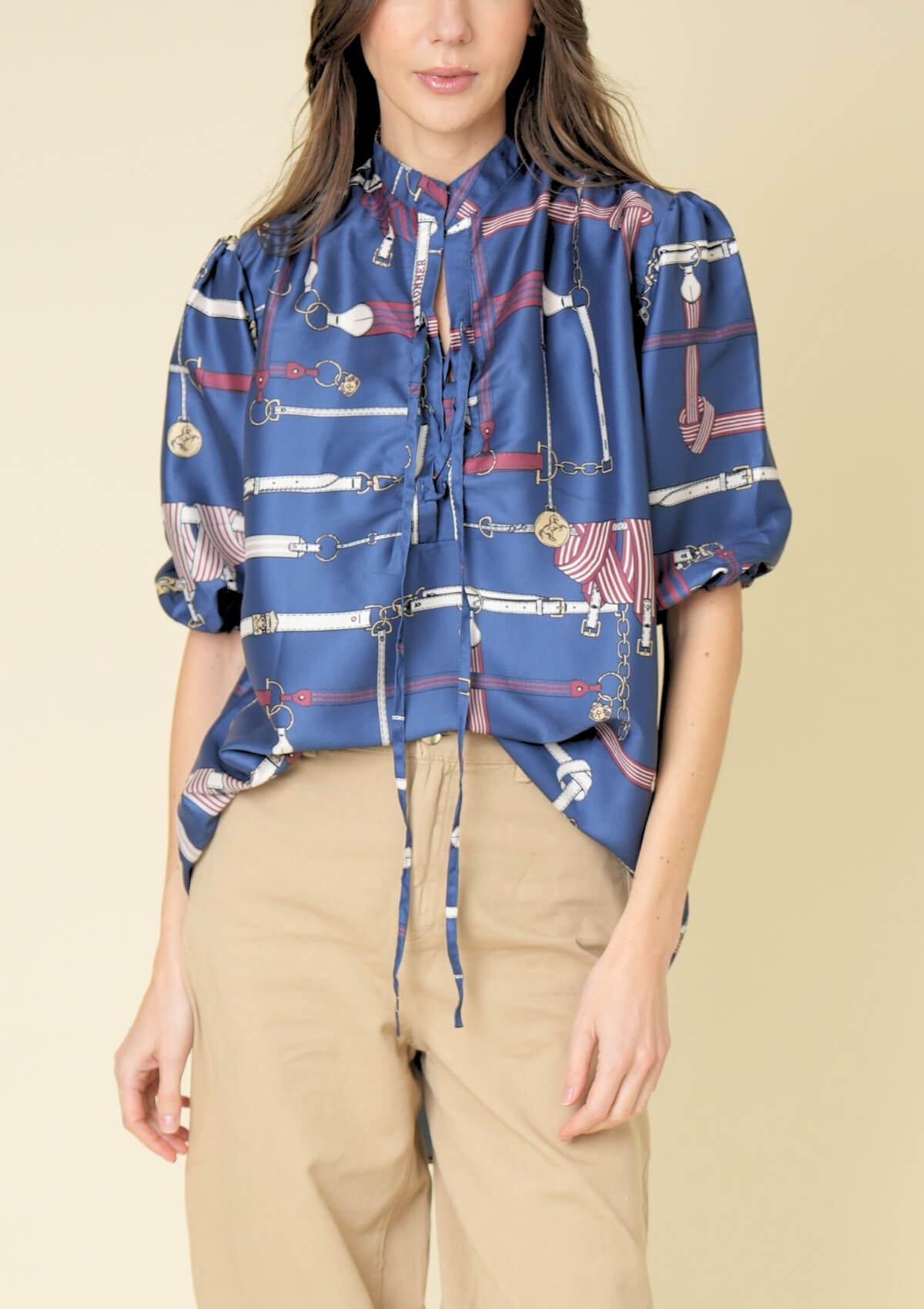 Viena Blouse | Jubilea Print | Navy