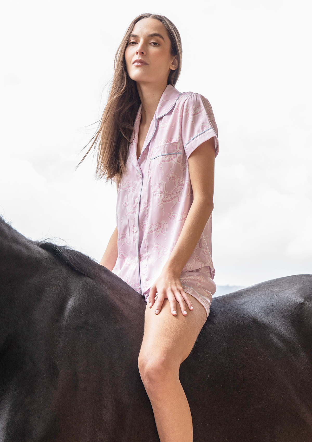 Whisper Short Sleeve Pajama Set - Blossomare Print | Feather Pink - Rönner