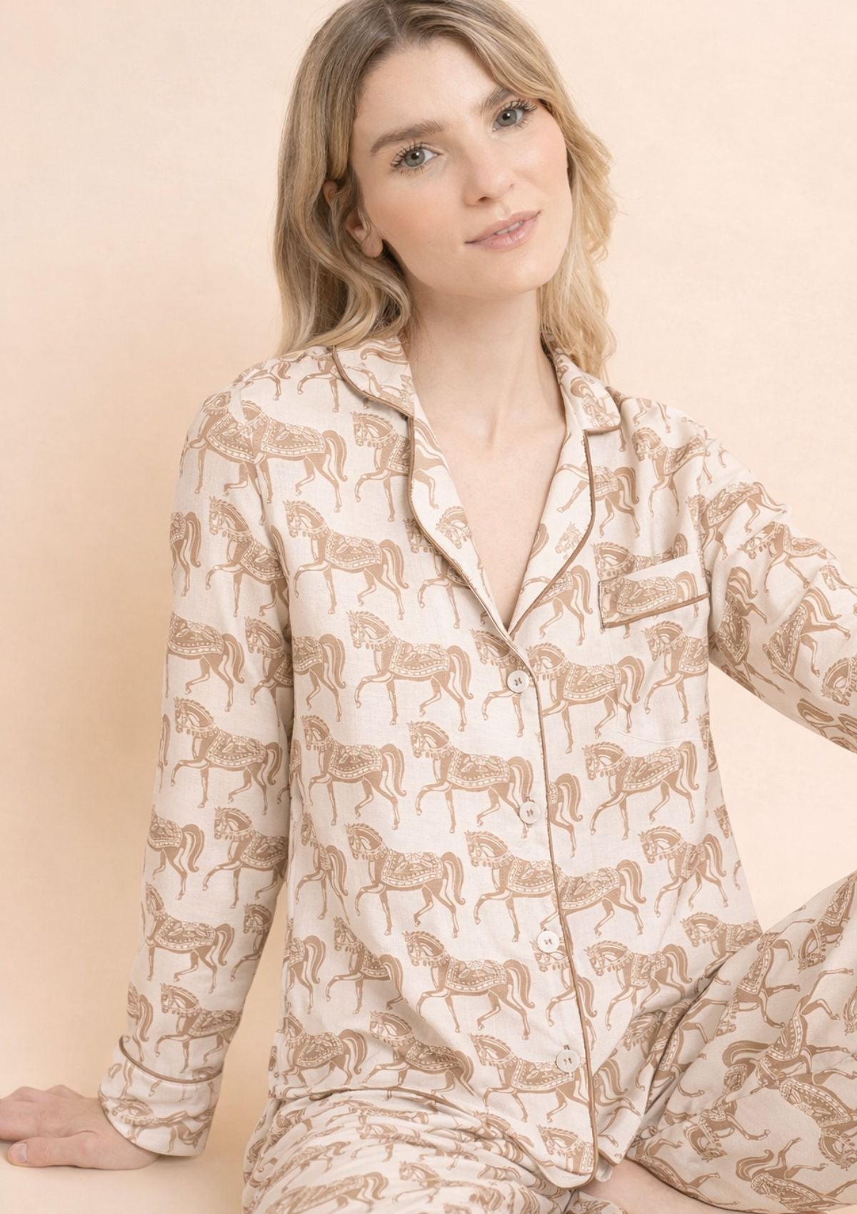 Whisper PJ's Set | Long Sleeve | Blossomare Print | Cream - RönnerLong Sleeve SetXS