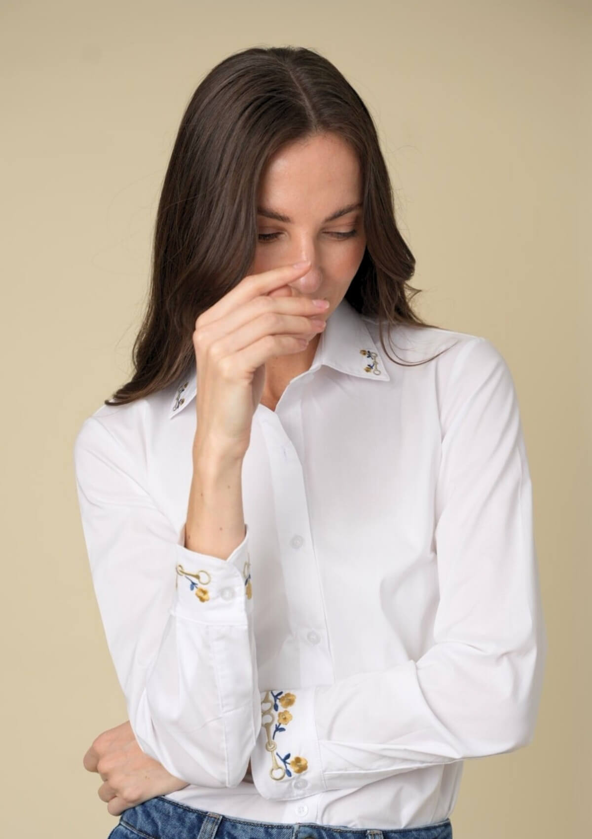 Marielle Cotton Shirt | Embroidered | White