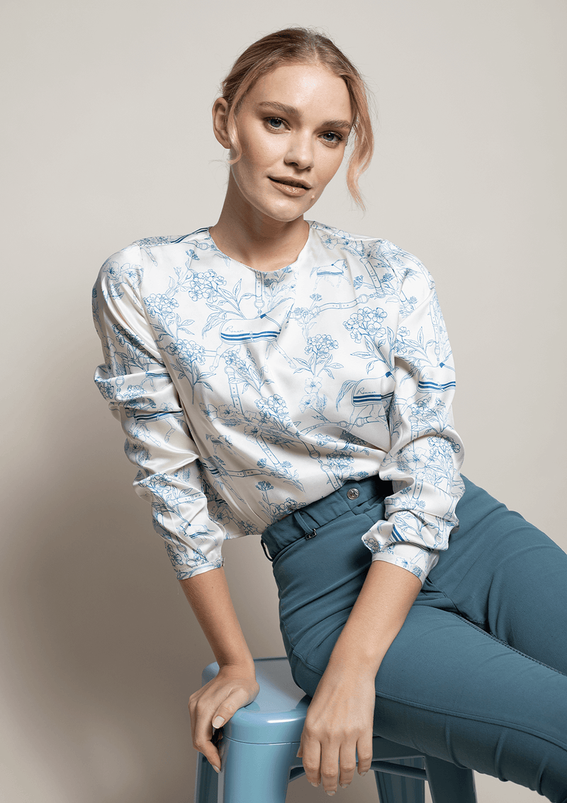 Merens Blouse | Clemente Cream and Navy