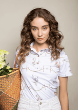 Pasture picnic Polo-Shirt Short Sleeve | Fleurs natural | High-tech