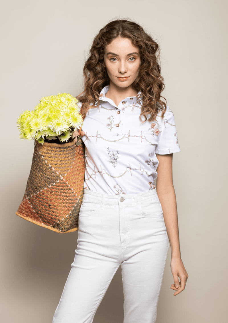 Pasture picnic Polo-Shirt Short Sleeve | Fleurs natural | High-tech