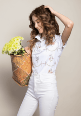 Pasture picnic Polo-Shirt Short Sleeve | Fleurs natural | High-tech