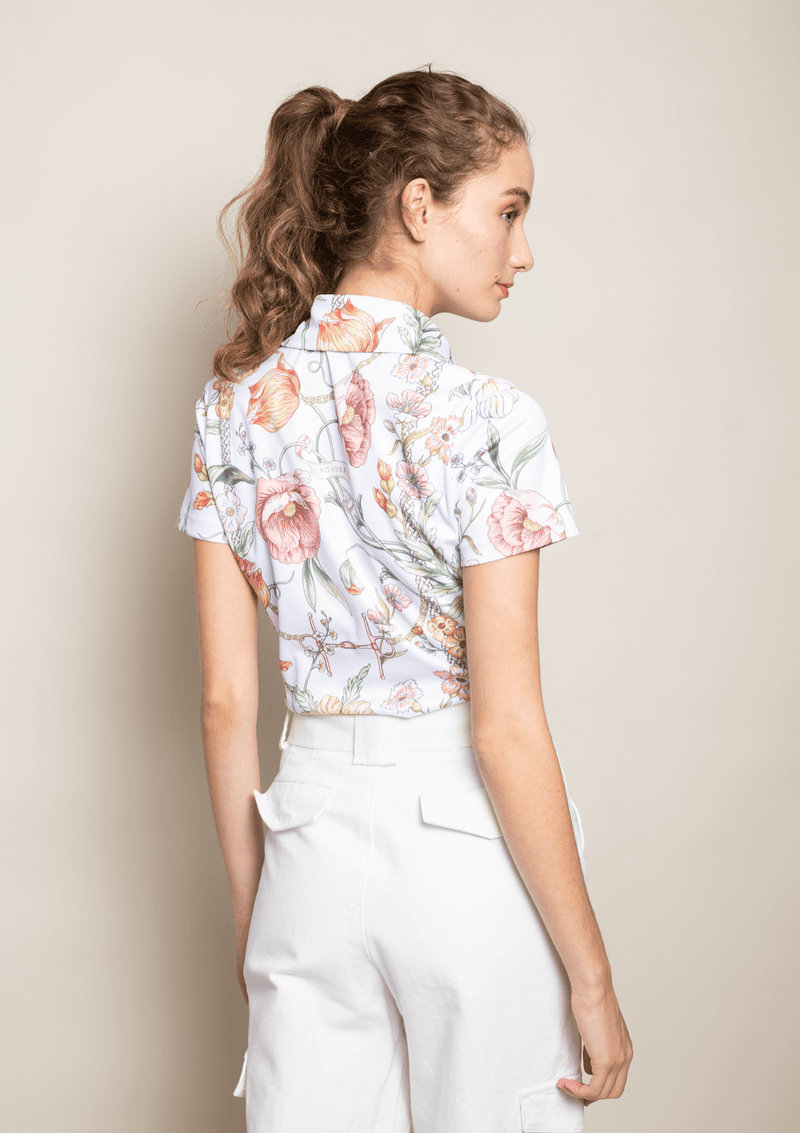 Prairi Polo-Shirt Short Sleeve | Botany Print Blanc | High-tech